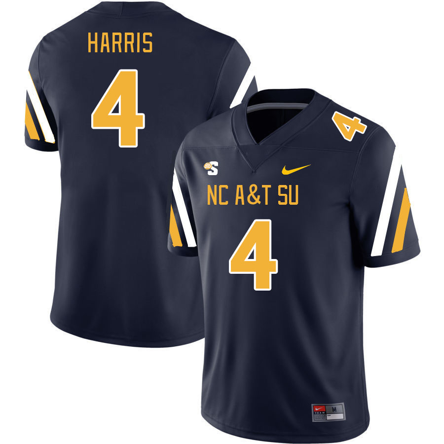 Men-Youth #4 Aaron Harris North Carolina A&T Aggies 2023 College Football Jerseys Stitched-Blue